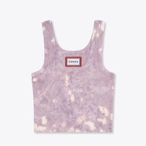 CHNGE MARBLE TIE DYE LOGO RIBBED TANK